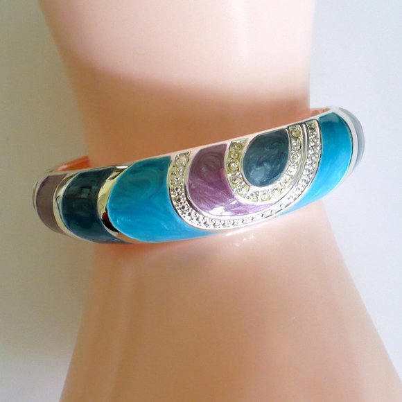 ❤️ Beautiful Cuff Bracelet Multi-Colored EnameL OS - Picture 5 of 6